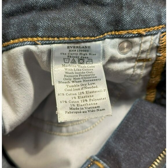 Everlane Curvy High Rise Skinny Jean Dark Wash Size 25 Regular - Picture 9 of 10